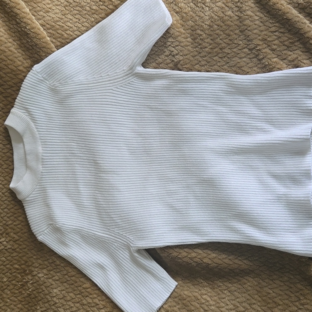 Blackmilk White Ribbed Short Sleeve Top